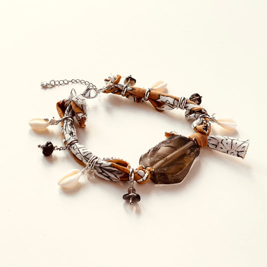 Bandana Anklet Ochre + Smokey Quartz