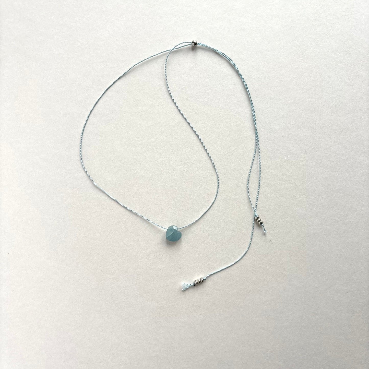 Crystal Charm Necklace | Aquamarine Heart