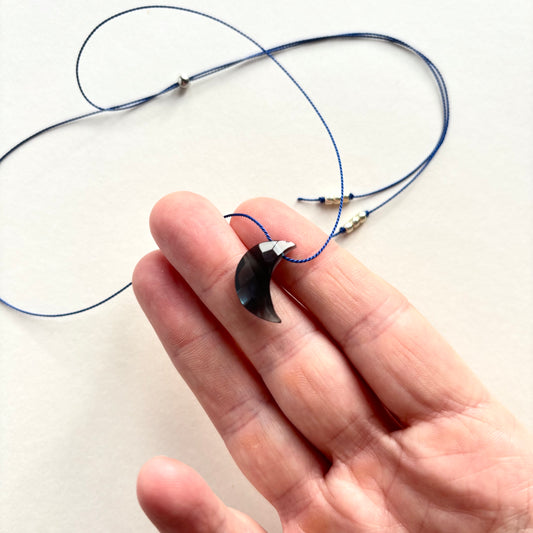 Crystal Charm Necklace | Blue Topaz Moon