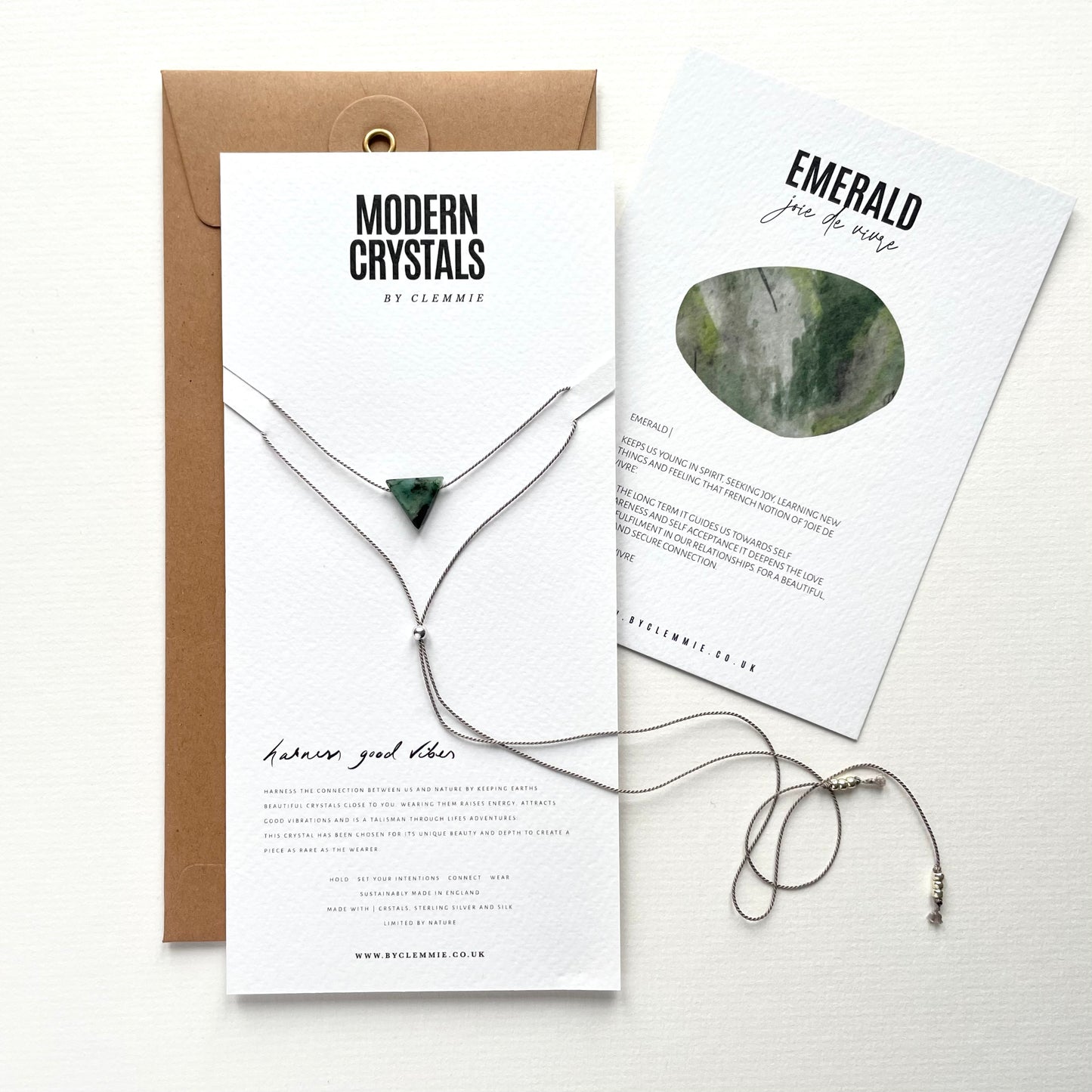 Crystal Charm Necklace | Emerald Pyramid