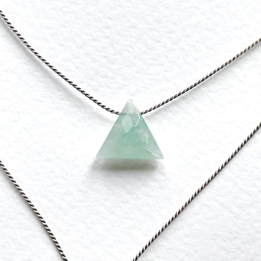 Silk Charm Necklace | Aquamarine Triangle