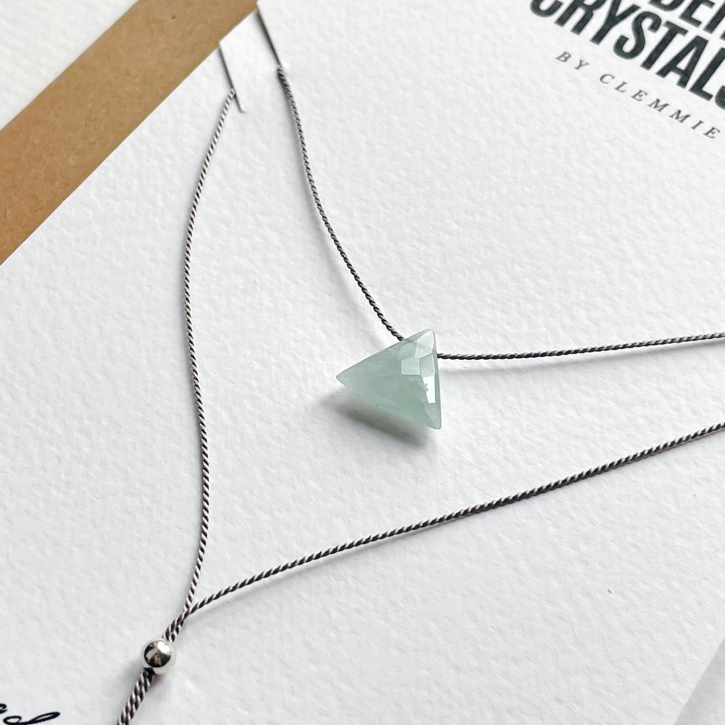 Crystal Charm Necklace | Aquamarine Pyramid