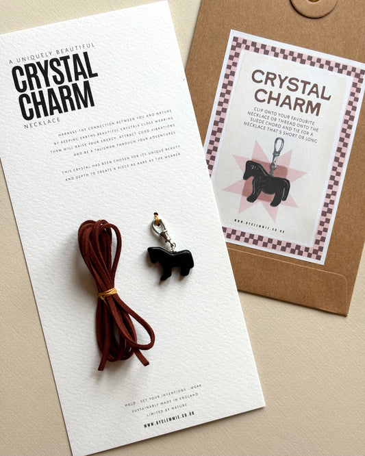 Black Agate Horse | Charm + String