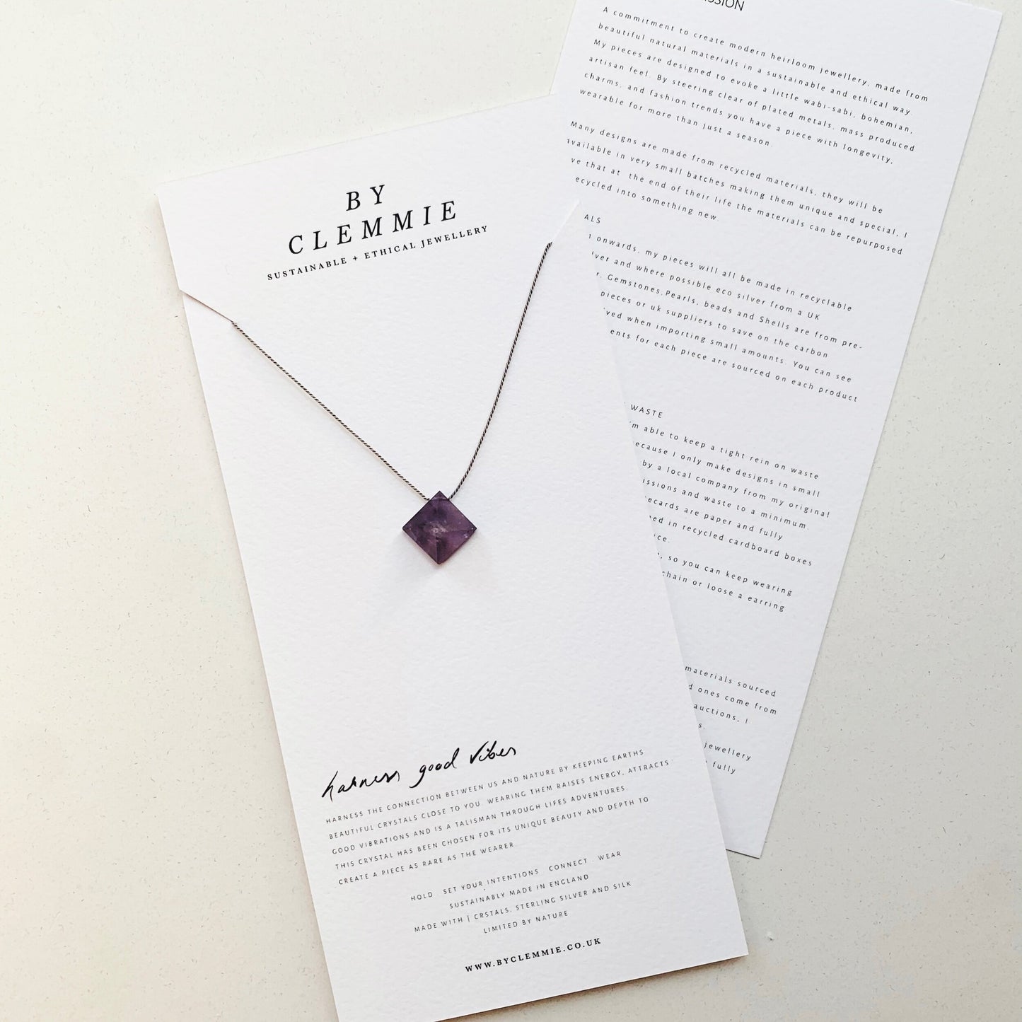 ADJUSTABLE SILK NECKLACE | AMETHYST PRISM