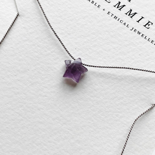 AMETHYST STAR | Dainty Crystal Charm Necklace