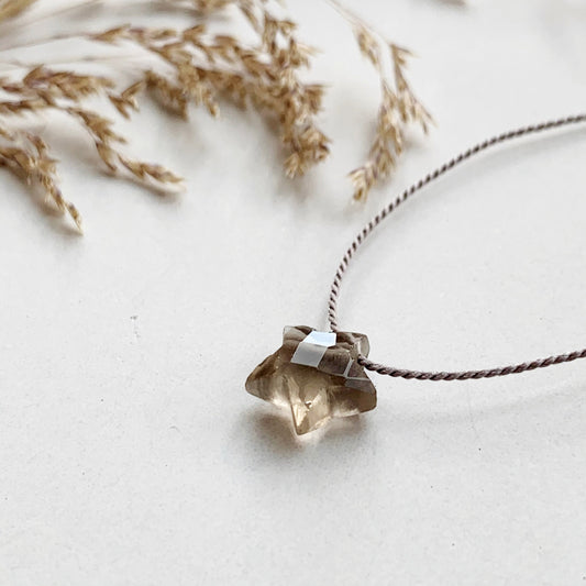 ADJUSTABLE SILK NECKLACE | SMOKEY QUARTZ STAR