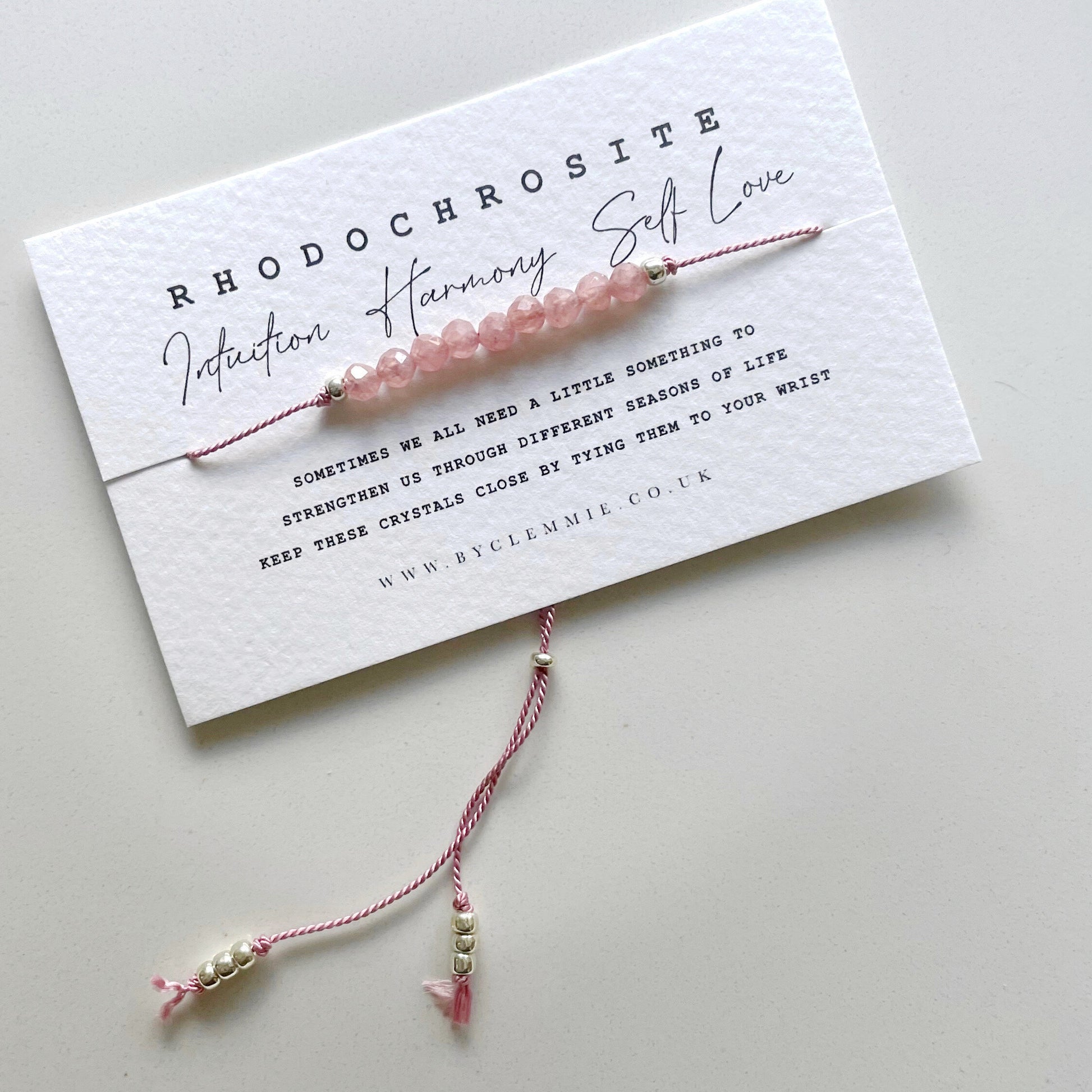 RHODOCHROSITE | Tie On Crystal Bracelet