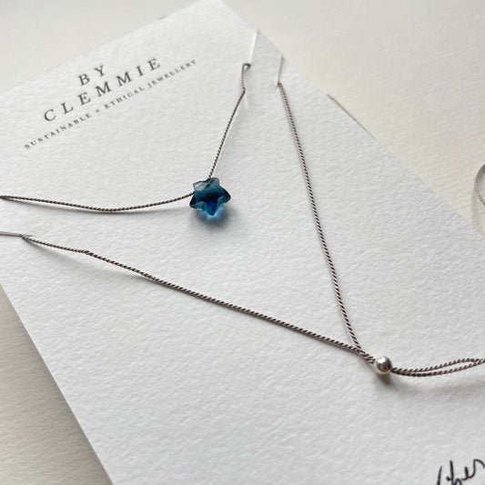 Silk Charm Necklace | Blue Topaz Star