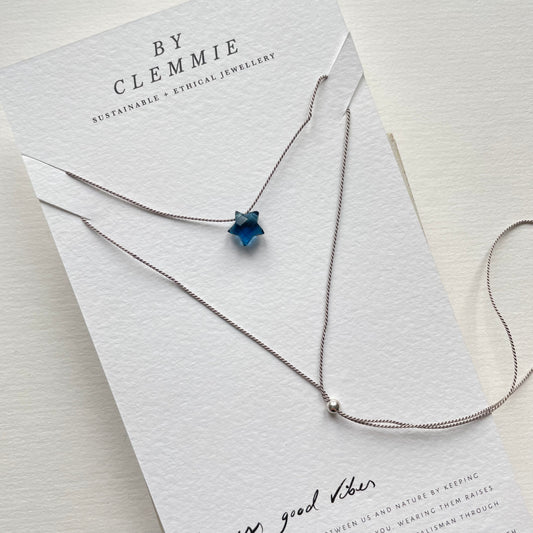 Crystal Charm Necklace | Blue Topaz Star