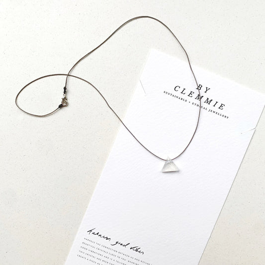 Crystal Charm Necklace | Moonstone Pyramid