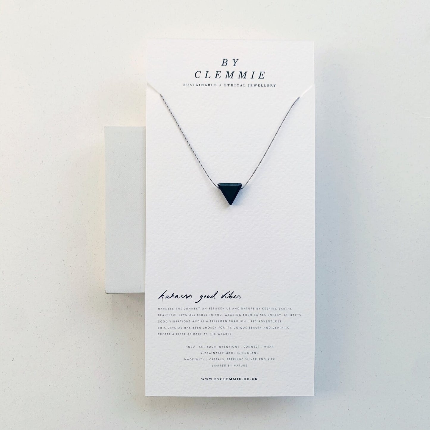 Silk Charm Necklace | Onyx Triangle