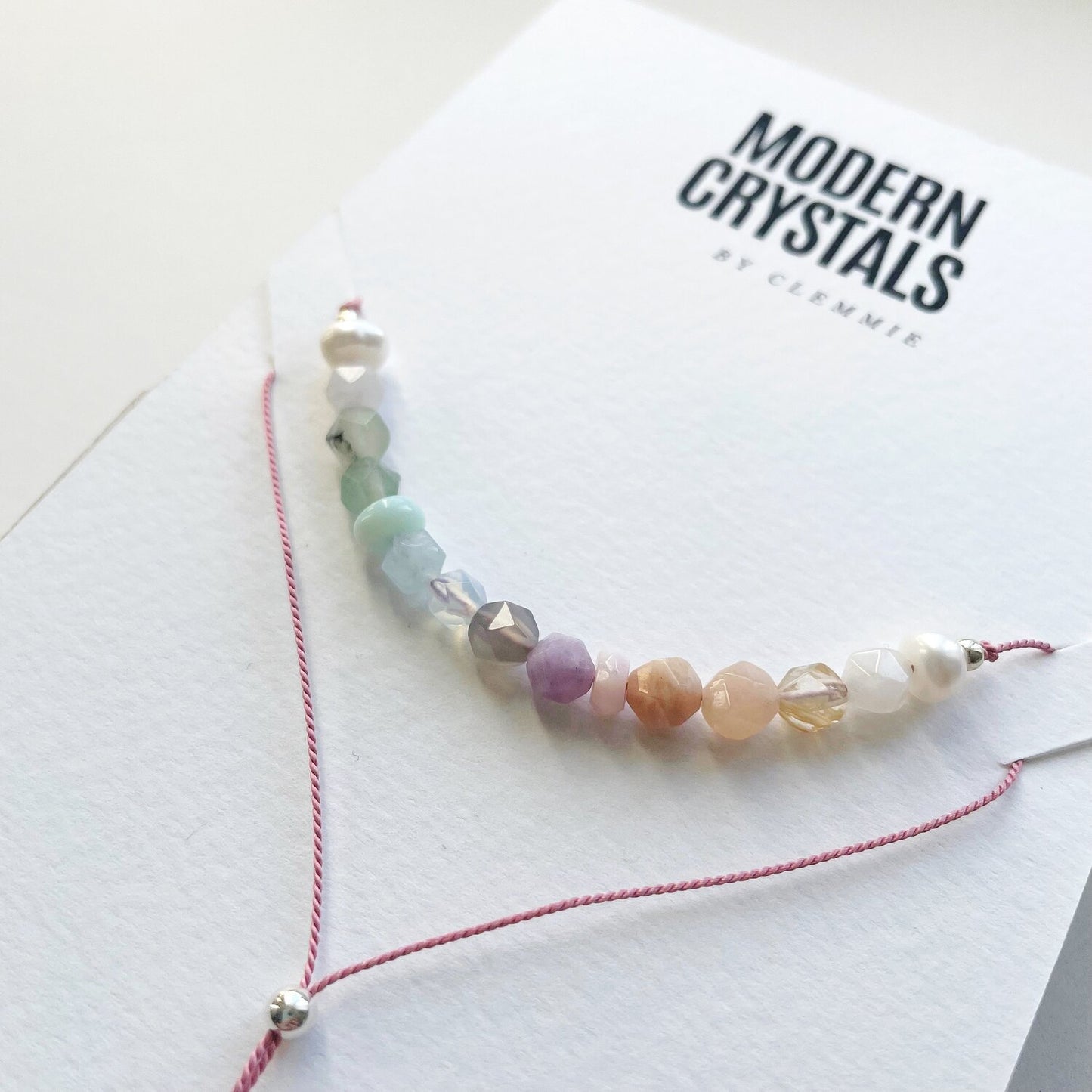Crystal + Silk Necklace  | Limited Edition Pastel Rainbow