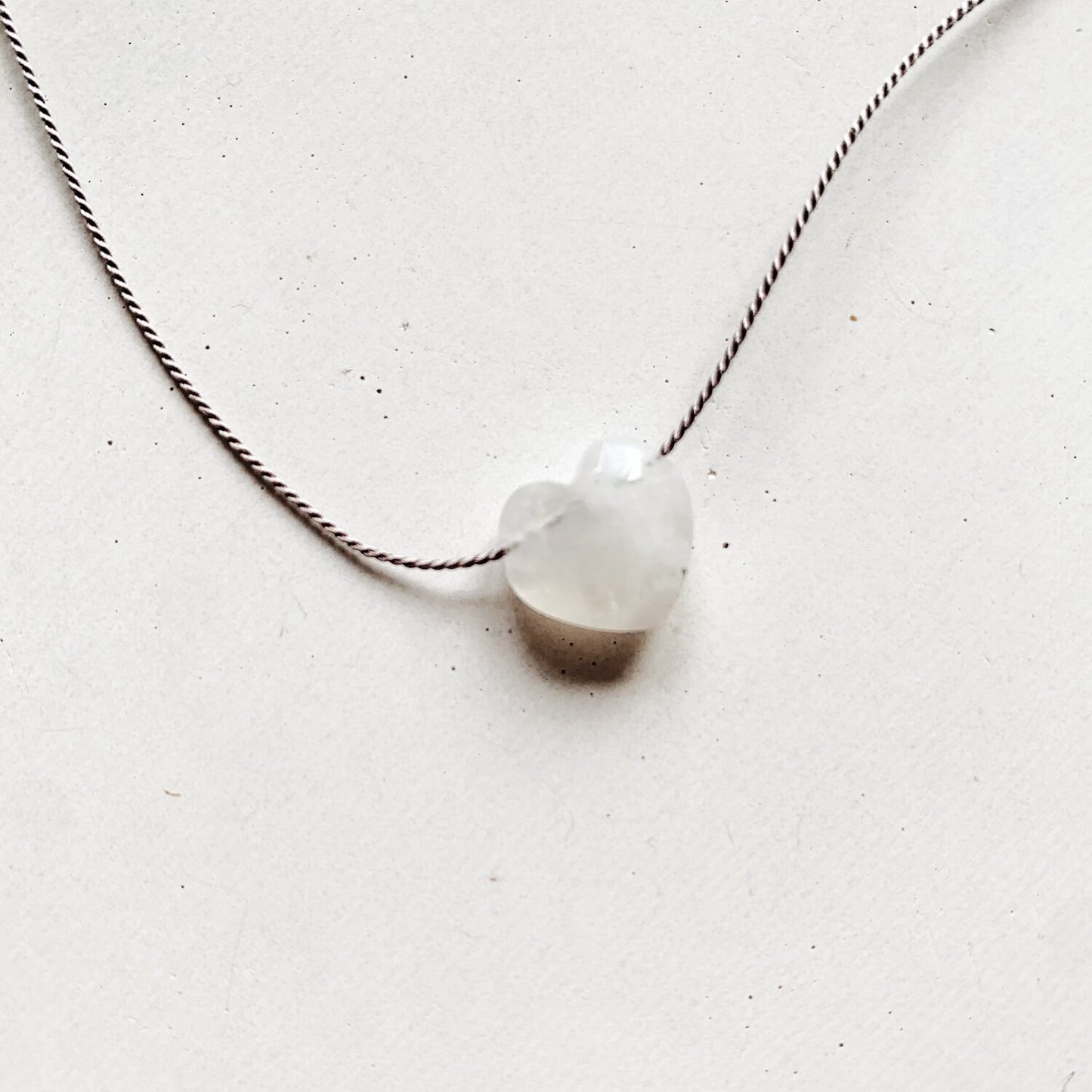 Silk Charm Necklace | Moonstone Heart