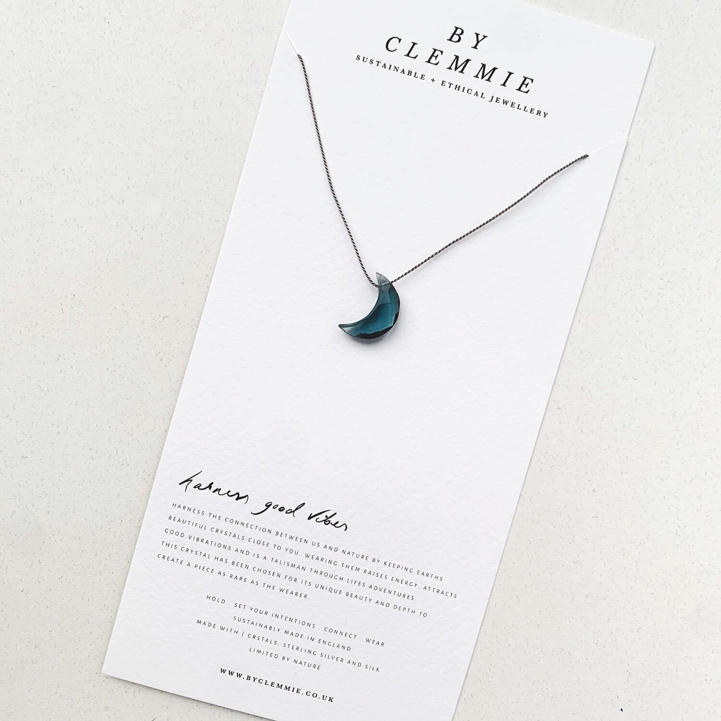 Silk Charm Necklace | Blue Topaz Moon