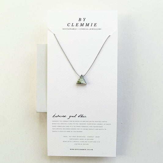 Crystal Charm Necklace | Labradorite Pyramid