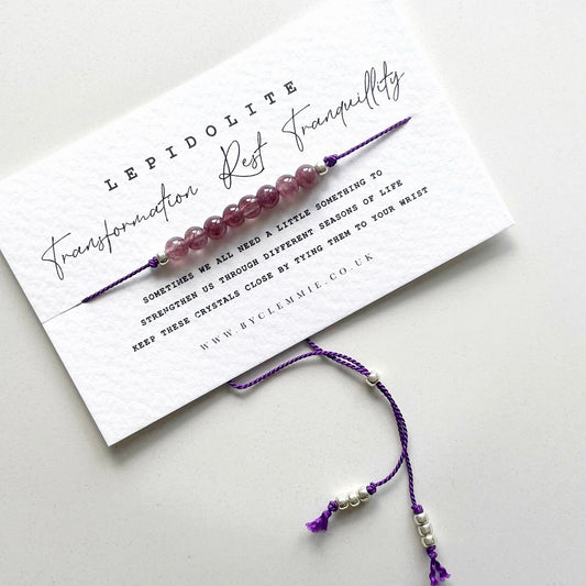 Tie On Crystal Bracelet | Lepidolite