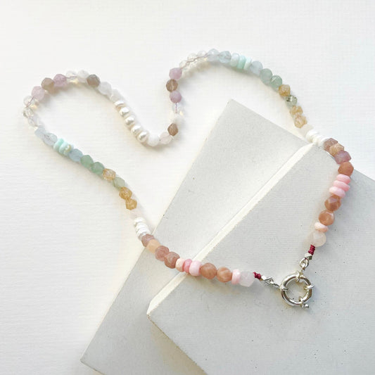 Crystal Candy Necklace  | 18" Long |  Pastel Rainbow