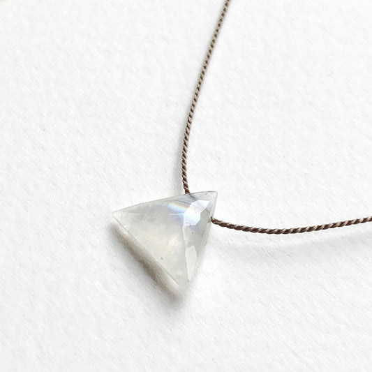 Silk Charm Necklace | Moonstone Triangle