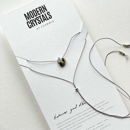 Crystal Charm Necklace | Dalmatian Heart