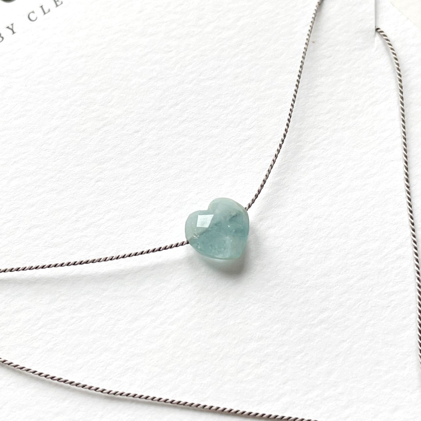 Crystal Charm Necklace | Aquamarine Heart