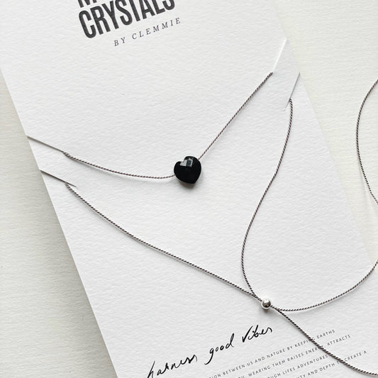 Silk Charm Necklace | Onyx Heart